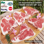 Beef T BONE PORTERHOUSE US USDA CHOICE frozen America SWIFT TBONE STEAK 3/4" 2cm (price/pc 550gr)